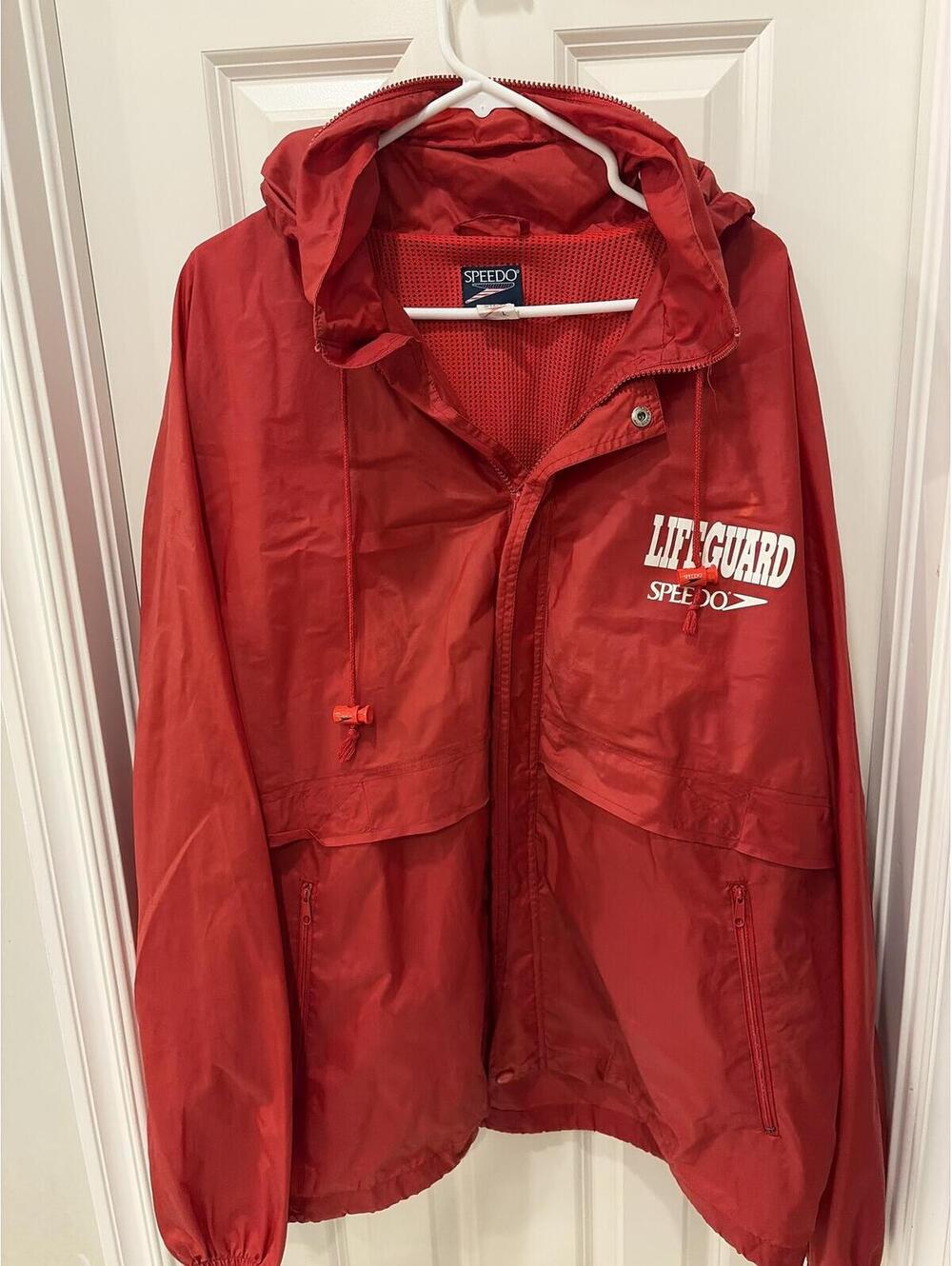 Vintage 90s Speedo Lifeguard Windbreaker Jacket - size large